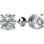 Natural Round Brilliant Solitaire Diamond Stud Earrings for Women 4 Prong Screw Back (I-J Color I1 Clarity)