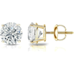 1/4 to 2 Carat Lab Grown Diamond Round Stud Earrings in 14k Gold (E-F, SI1-SI2, cttw), 4-Prong Basket Screw Back by Diamond Wish