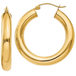 14k Gold Hoop Earrings, 5mm Thick