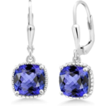 Gem Stone King Leverback Drop Dangle Earrings for Women | 8MM Cushion Gemstone Birthstone | 925 Sterling Silver | Fine Jewelry Gifts for Her Mom Women Wife