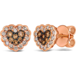 LE VIAN 1/2 Carat Diamond Heart Stud Earrings for Women in 14k Rose Gold (White/Fancy Brown, cttw) Halo Earrings with Push Backs by LeVian