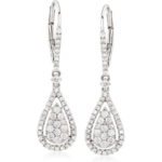 Ross-Simons 0.70 ct. t.w. Diamond Drop Earrings in 14kt White Gold