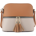 SG SUGU Lunar Lightweight Medium Dome Crossbody Bag Shoulder Bag with Tassel | Zipper Pocket | Adjustable Strap