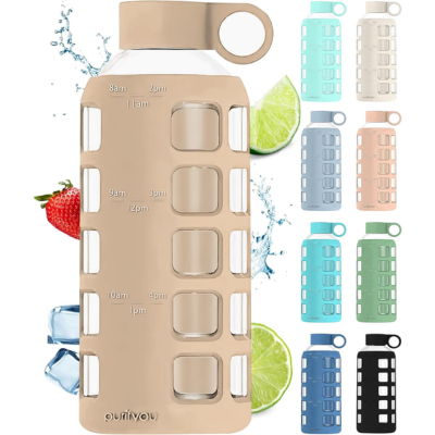 Purifyou Reusable Borosilicate Glass Water Bottle