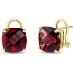14k Solid Gold 7.2ctw Genuine Garnet French Clip Earrings STUD FRENCH CLIP EARRINGS