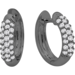 Dazzlingrock Collection 0.30 Cttw Round White Diamond Pave Set Huggies Hoop Earrings 1, Available in Black Rhodium Plated 10K14K18K Solid White Gold