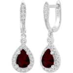 Dazzlingrock Collection Each 7X5mm Pear Gemstone & Round White Diamond Womens Teardrop Halo Dangling Earrings, Available in Various Gemstones & Metal in 10K, 14K & 18K Solid Gold