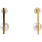 Japanese 7.0mm Akoya Cultured Pearl Drop Earrings for Women with 18K Yellow Gold Stylish Design Excellent Gift Pearl Earrings