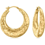 Ross-Simons Italian 14kt Yellow Gold Hammered Hoop Earrings